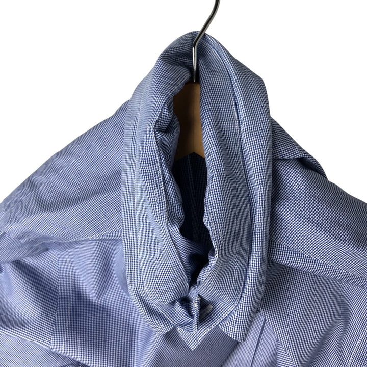 Brooks Brothers Est.1818 Houndstooth Pattern Long Sleeve Button-Down Shirt, Men's Size L cotton navy blue type Vintage Second Hand