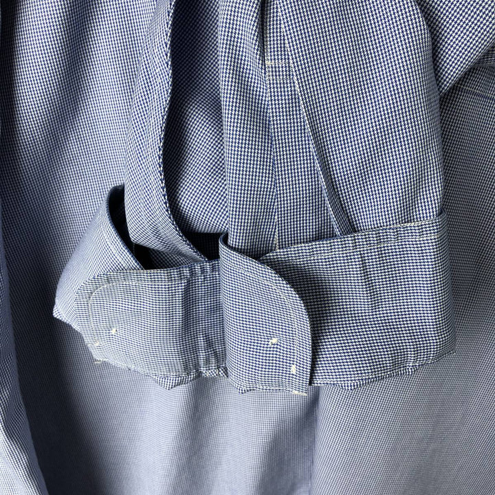 Brooks Brothers Est.1818 Houndstooth Pattern Long Sleeve Button-Down Shirt, Men's Size L cotton navy blue type Vintage Second Hand