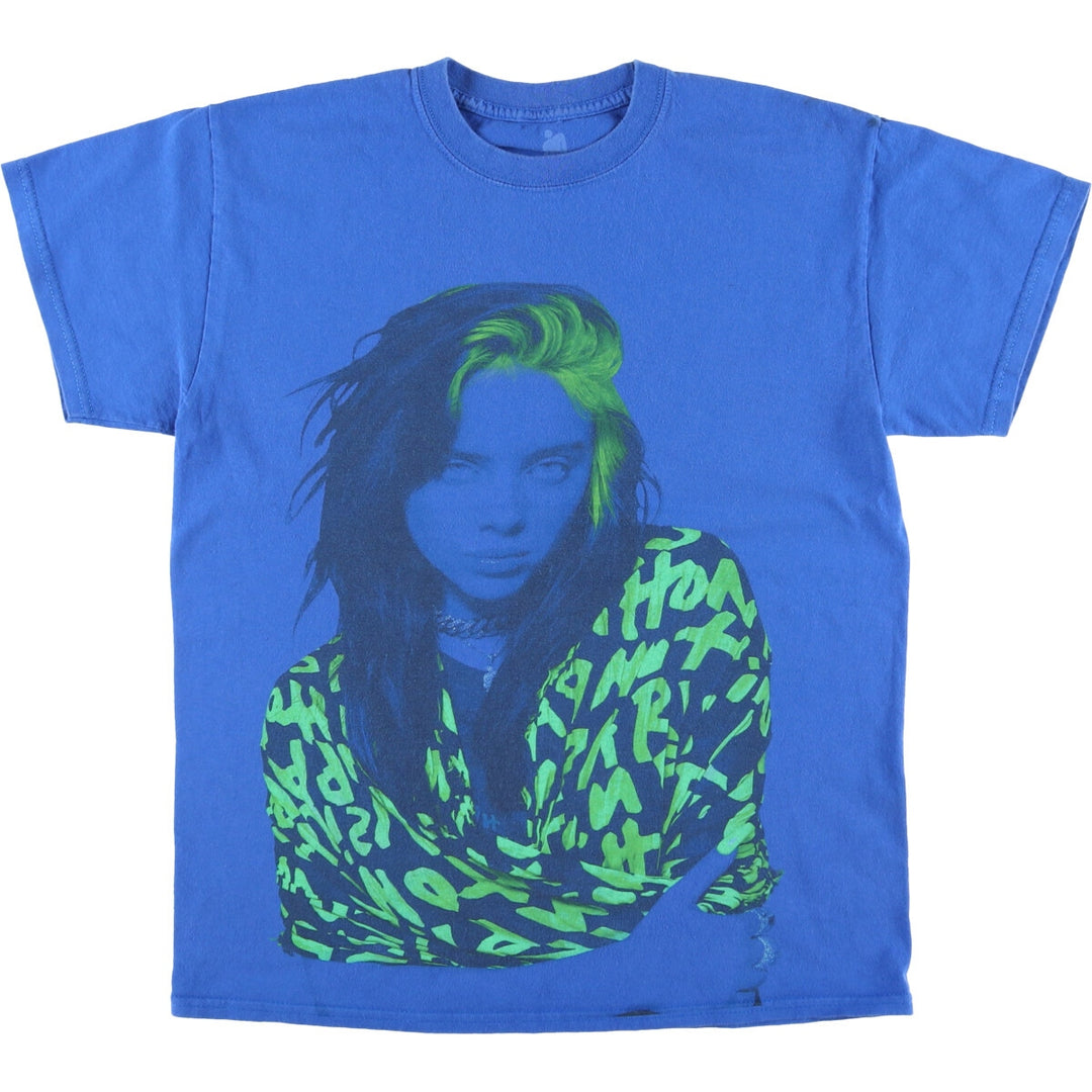 BILLIE EILISH Billie Eilish Band T-shirt Band T Men's M size cotton blue type Vintage Second Hand
