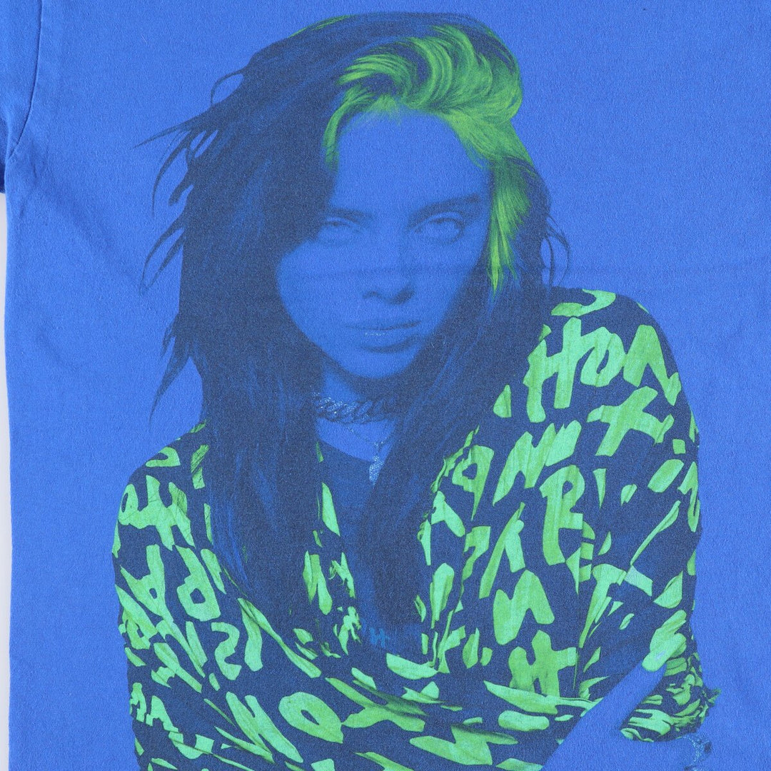 BILLIE EILISH Billie Eilish Band T-shirt Band T Men's M size cotton blue type Vintage Second Hand
