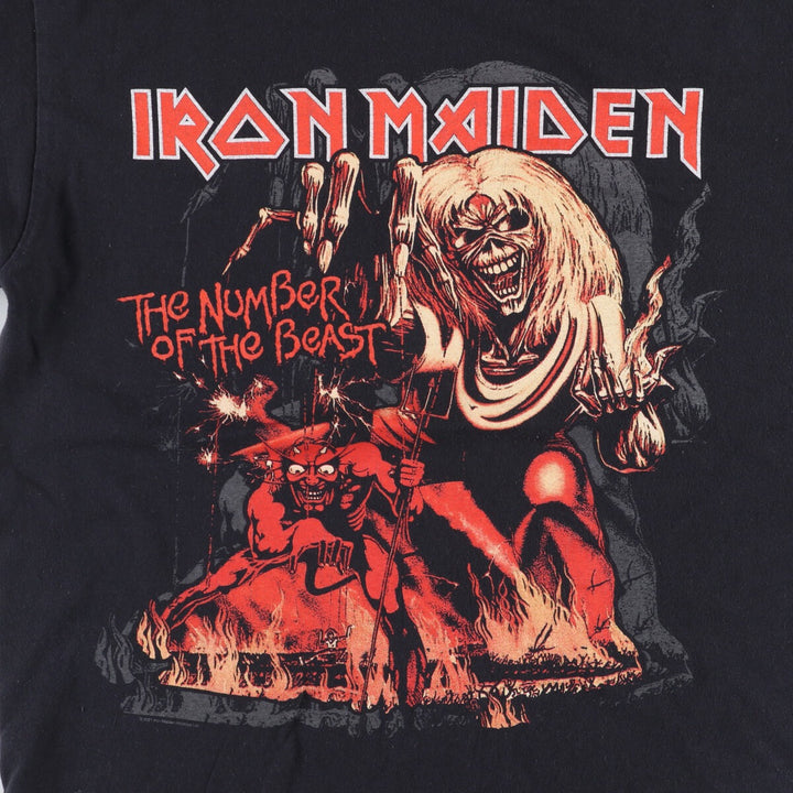 Gildan Iron Maiden Band T-Shirt, Men's Medium Size cotton black type Vintage Second Hand