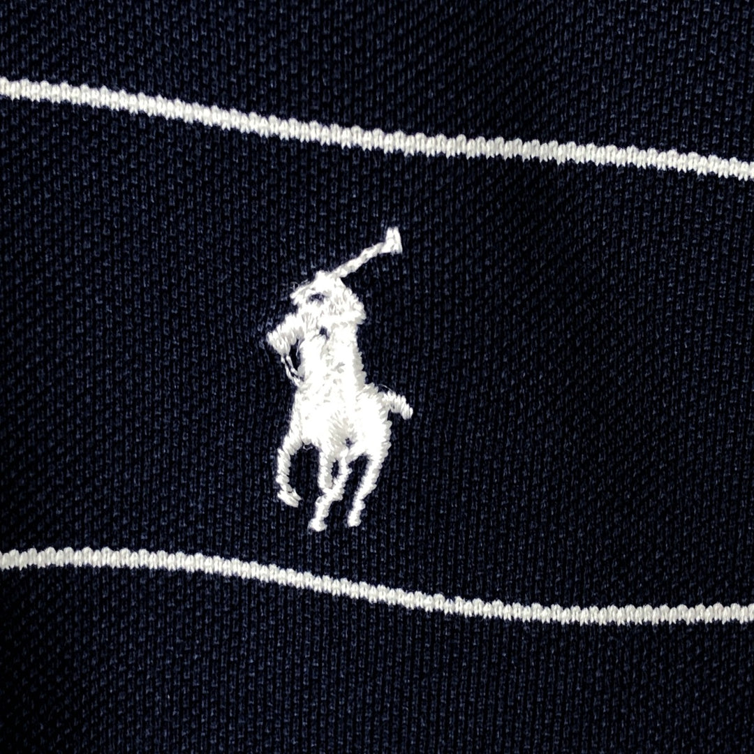Ralph Lauren POLO GOLF Short Sleeve Striped Polo Shirt Men's XL Pima Cotton navy blue type Vintage Second Hand