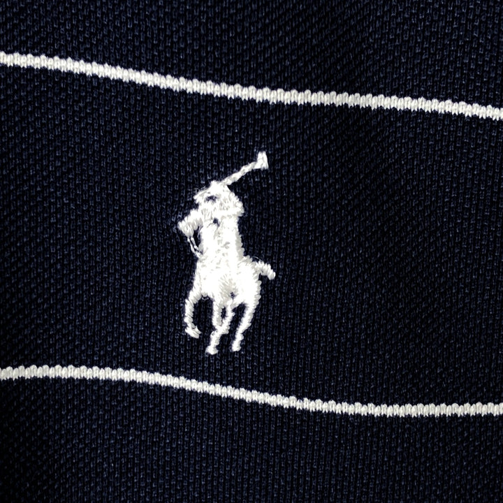 Ralph Lauren POLO GOLF Short Sleeve Striped Polo Shirt Men's XL Pima Cotton navy blue type Vintage Second Hand