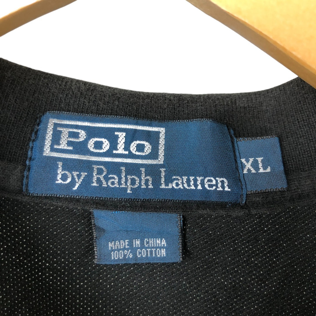 Ralph Lauren POLO by Ralph Lauren short sleeve striped polo shirt, men's XL size cotton black type Vintage Second Hand
