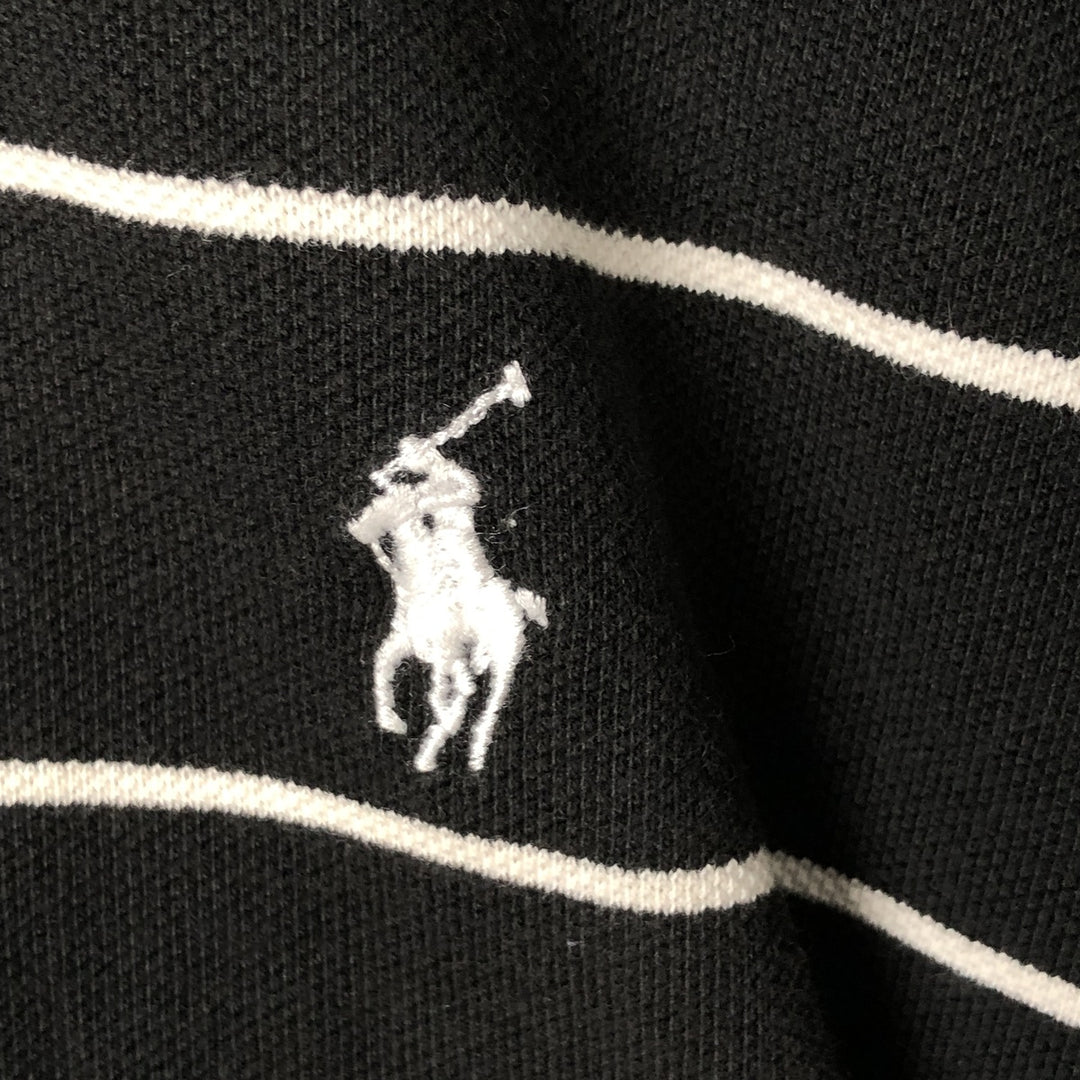 Ralph Lauren POLO by Ralph Lauren short sleeve striped polo shirt, men's XL size cotton black type Vintage Second Hand