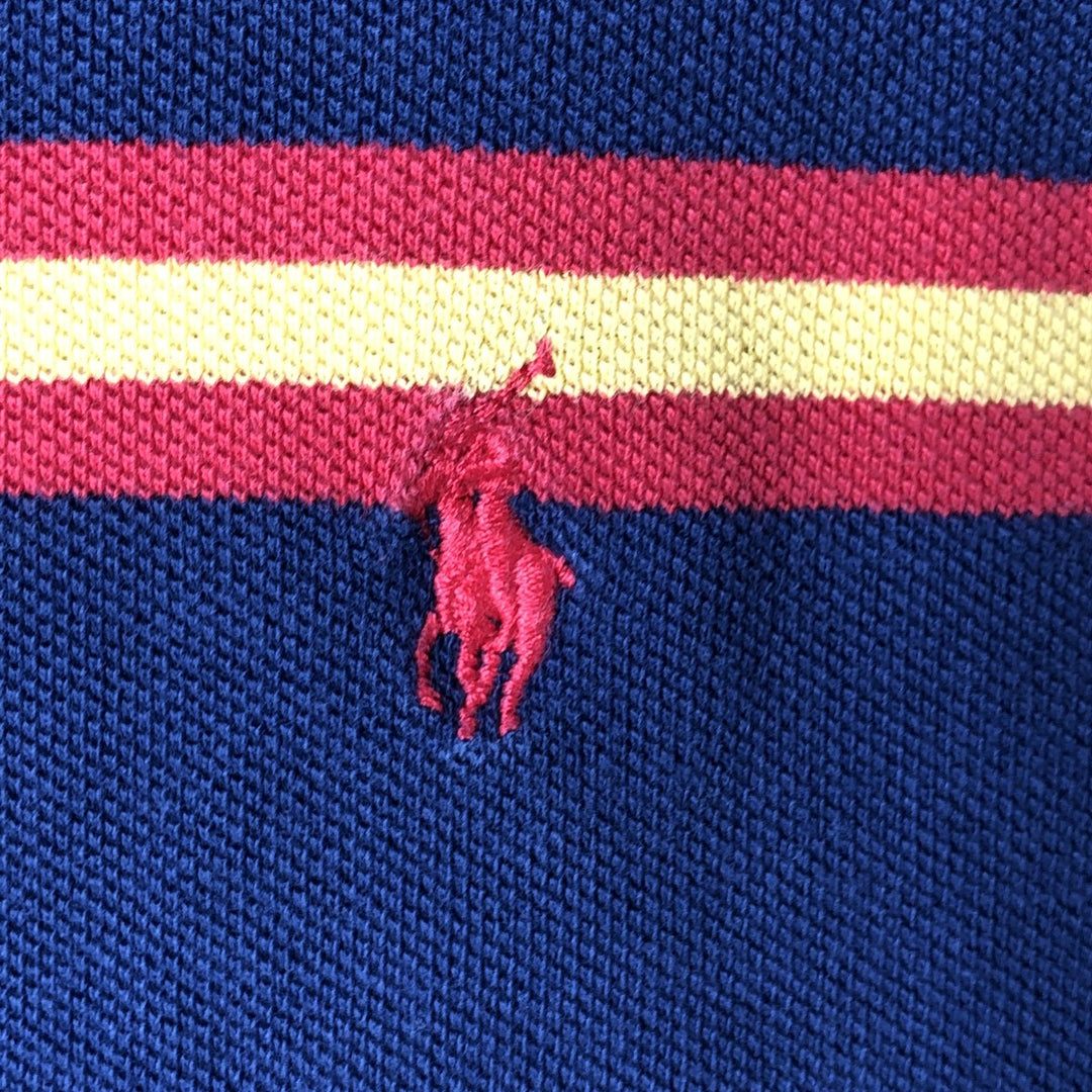 Ralph Lauren POLO by Ralph Lauren short sleeve striped polo shirt, men's size L cotton Navy blue Vintage Second Hand
