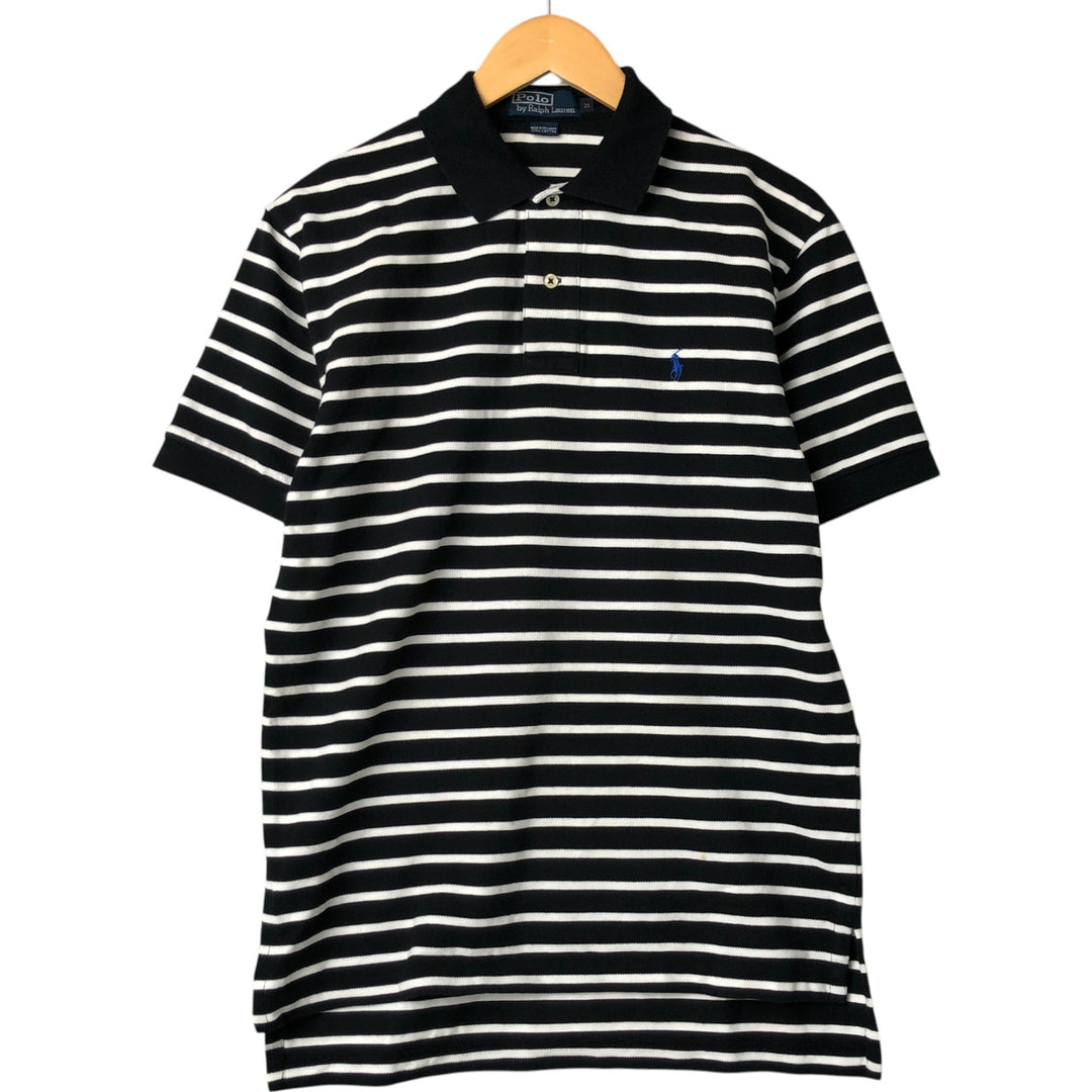 Ralph Lauren POLO by Ralph Lauren short sleeve striped polo shirt, men's size M cotton black type Vintage Second Hand