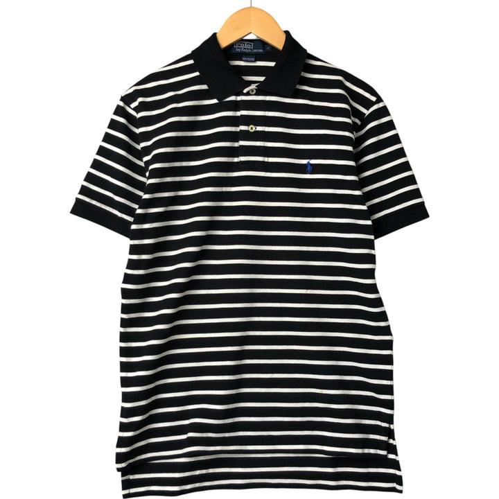 Ralph Lauren POLO by Ralph Lauren short sleeve striped polo shirt, men's size M cotton black type Vintage Second Hand
