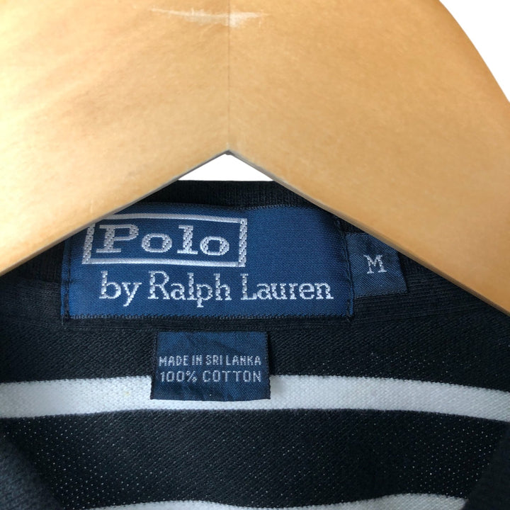 Ralph Lauren POLO by Ralph Lauren short sleeve striped polo shirt, men's size M cotton black type Vintage Second Hand