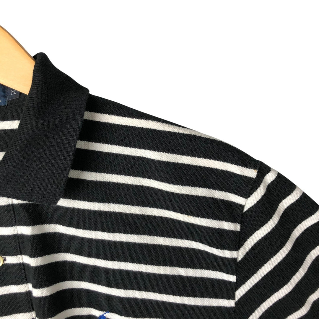Ralph Lauren POLO by Ralph Lauren short sleeve striped polo shirt, men's size M cotton black type Vintage Second Hand