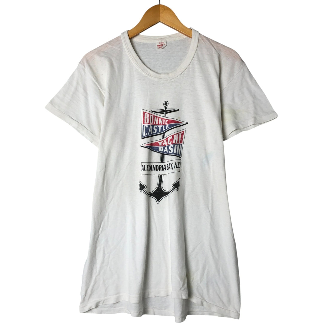 Vintage 70s-80'S Hanes BEEFY-T printed T-shirt, men's XL size cotton white type Vintage Second Hand