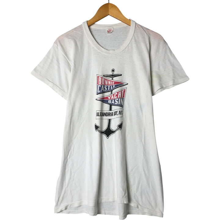 Vintage 70s-80'S Hanes BEEFY-T printed T-shirt, men's XL size cotton white type Vintage Second Hand