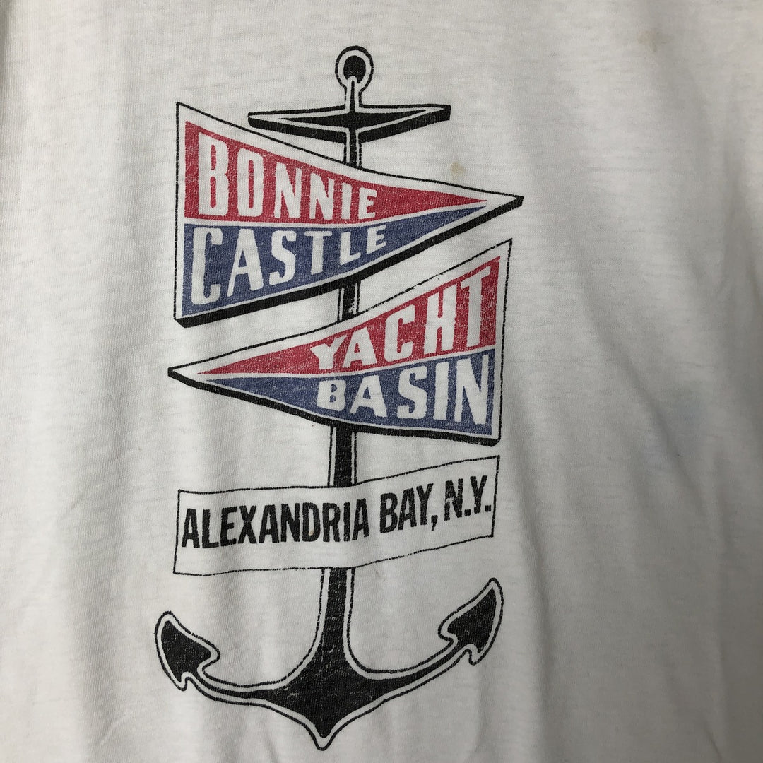 Vintage 70s-80'S Hanes BEEFY-T printed T-shirt, men's XL size cotton white type Vintage Second Hand