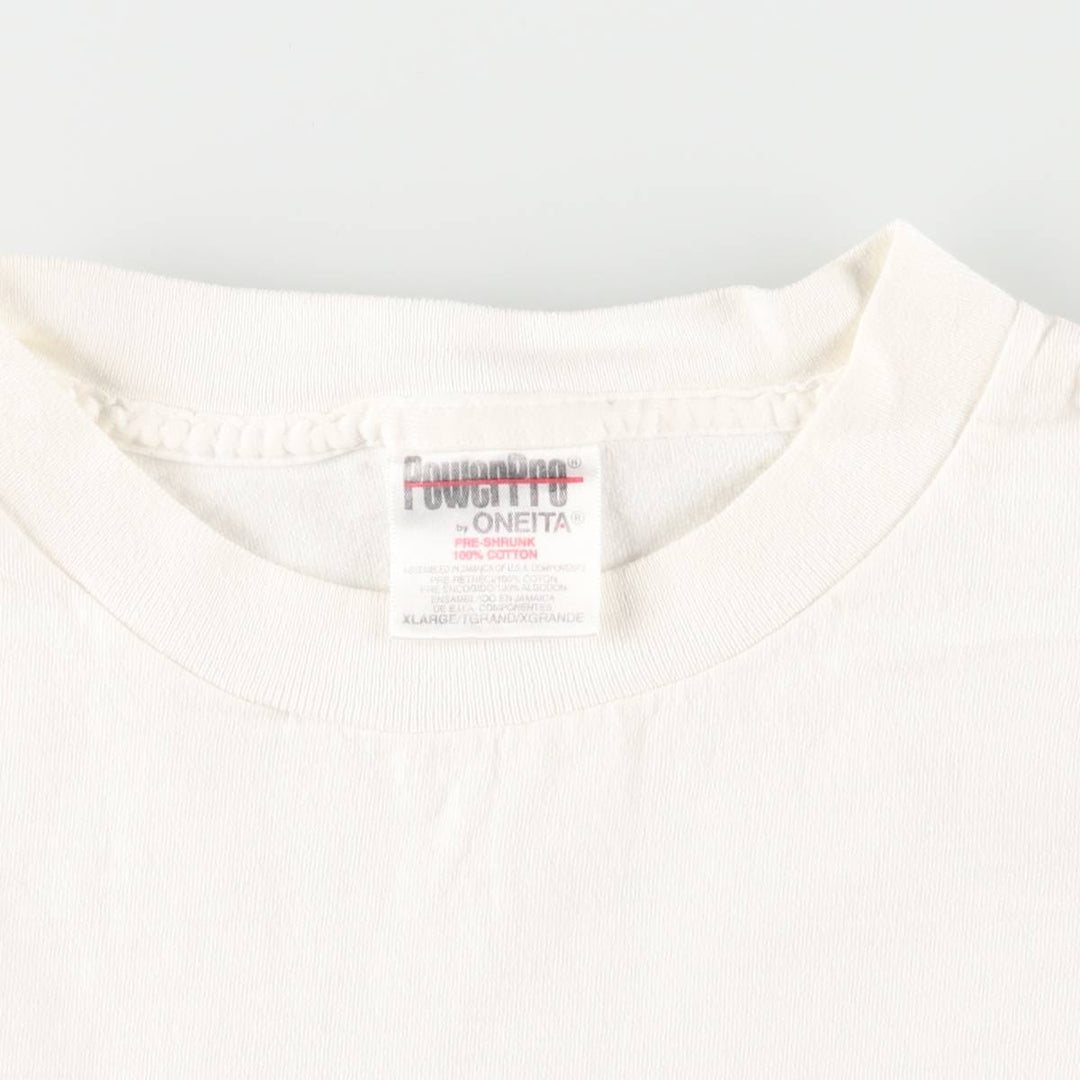 90'S ONEITA POWER-T Printed T-shirt, Men's XL, Vintage cotton white type Vintage Second Hand