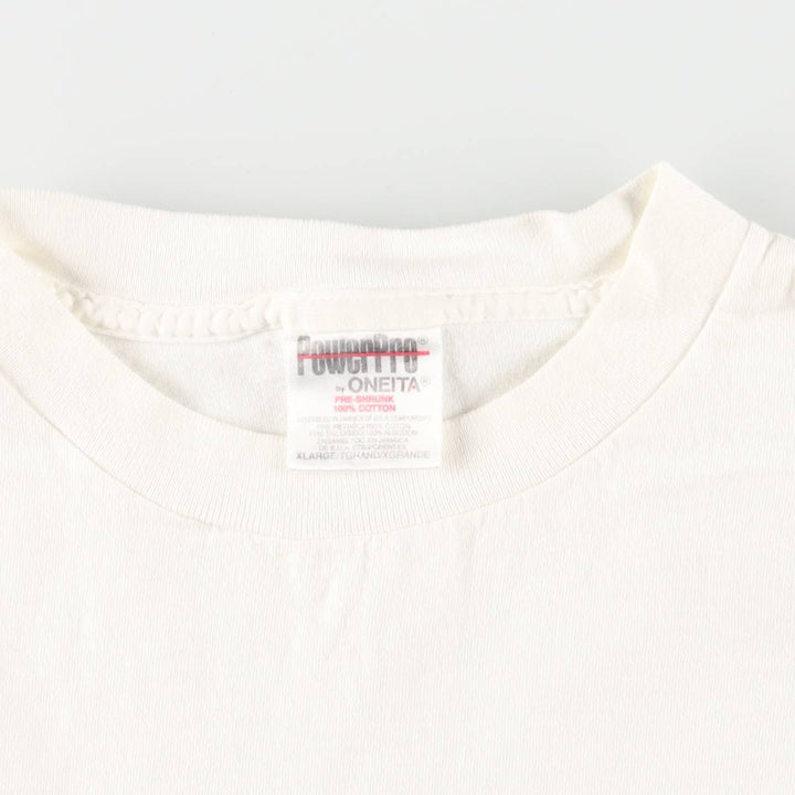 90'S ONEITA POWER-T Printed T-shirt, Men's XL, Vintage cotton white type Vintage Second Hand