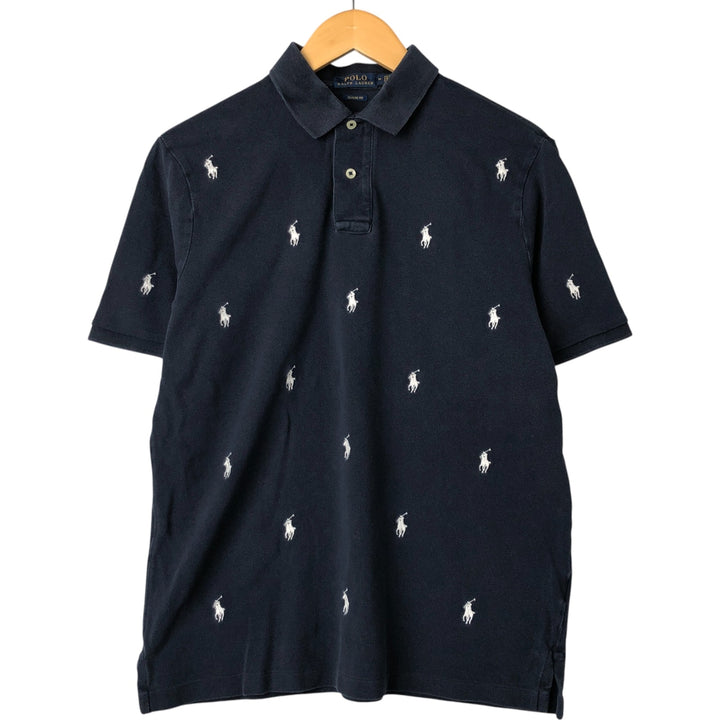 Ralph Lauren POLO RALPH LAUREN CLASSIC FIT short sleeve polo shirt, men's size M unclear navy blue type Vintage Second Hand