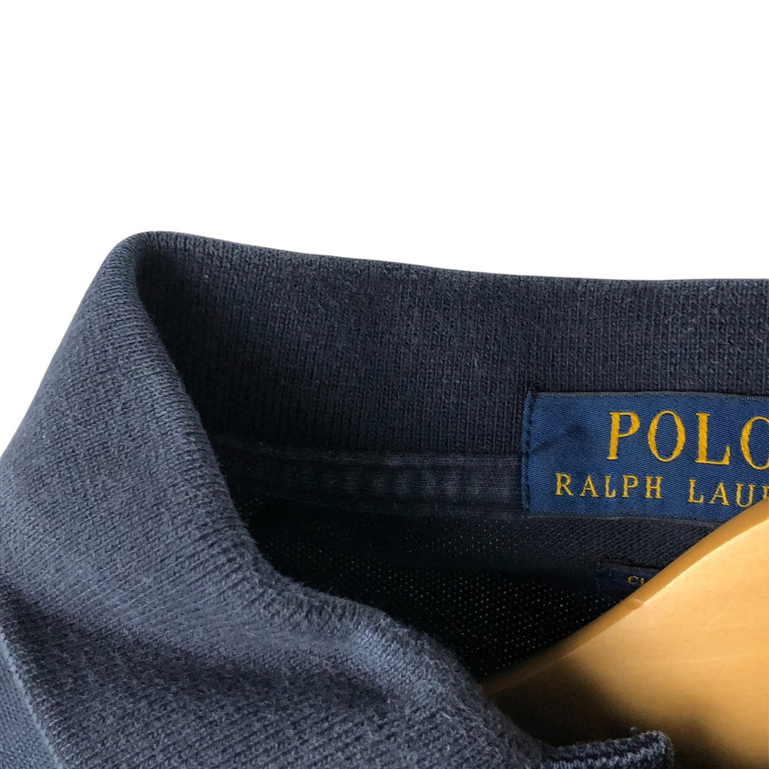 Ralph Lauren POLO RALPH LAUREN CLASSIC FIT short sleeve polo shirt, men's size M unclear navy blue type Vintage Second Hand