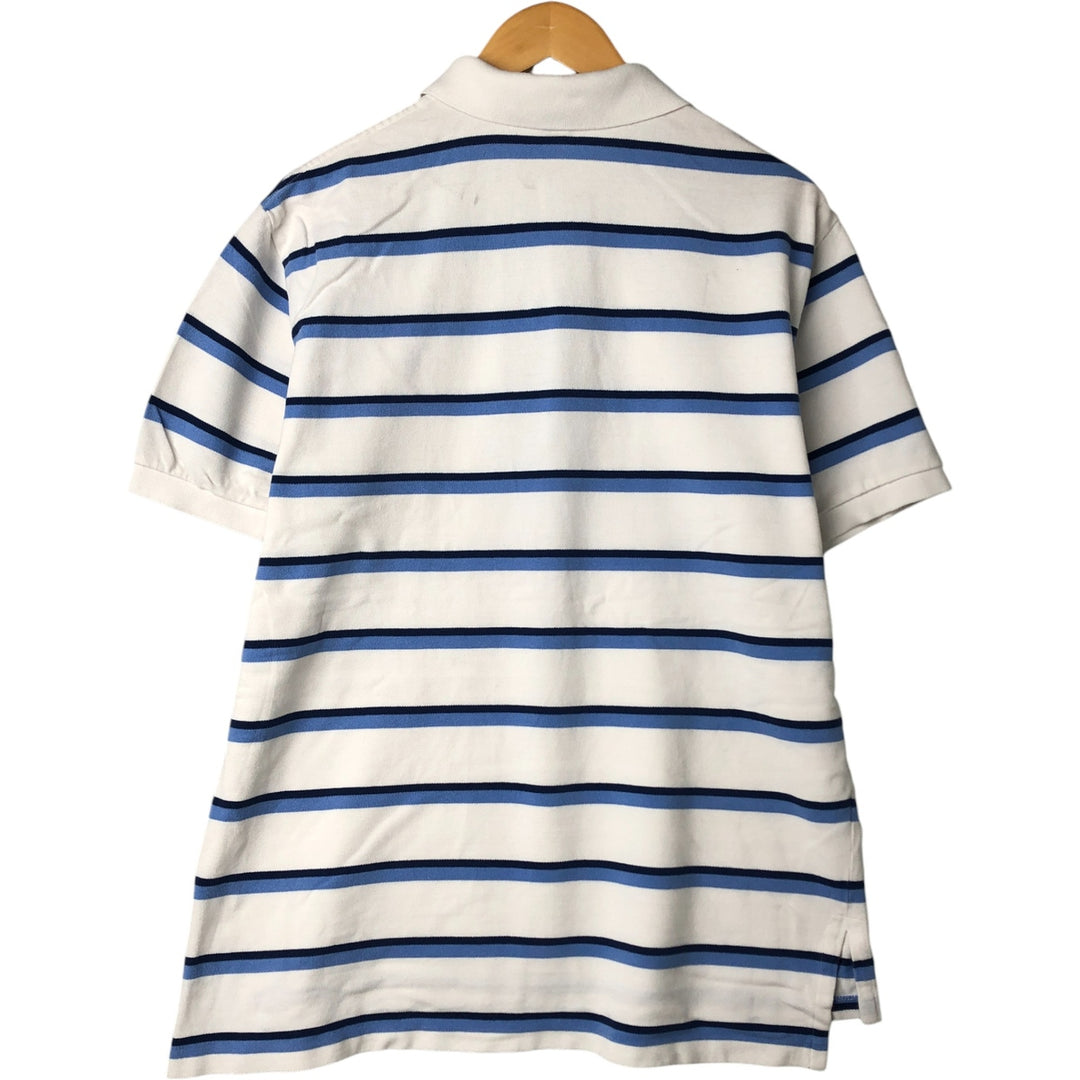 Ralph Lauren POLO by Ralph Lauren short sleeve striped polo shirt, men's XL size cotton white type Vintage Second Hand