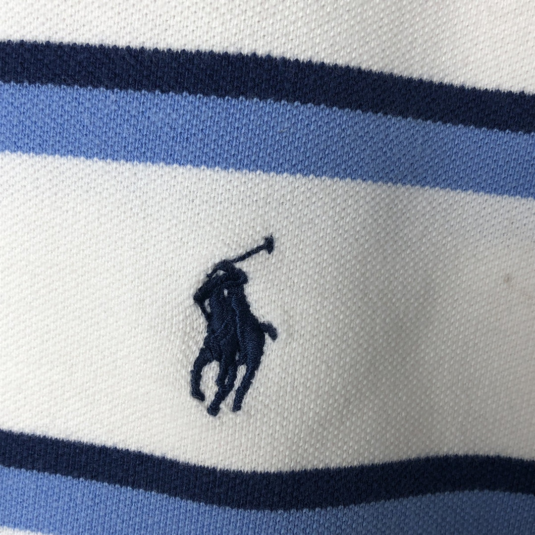 Ralph Lauren POLO by Ralph Lauren short sleeve striped polo shirt, men's XL size cotton white type Vintage Second Hand