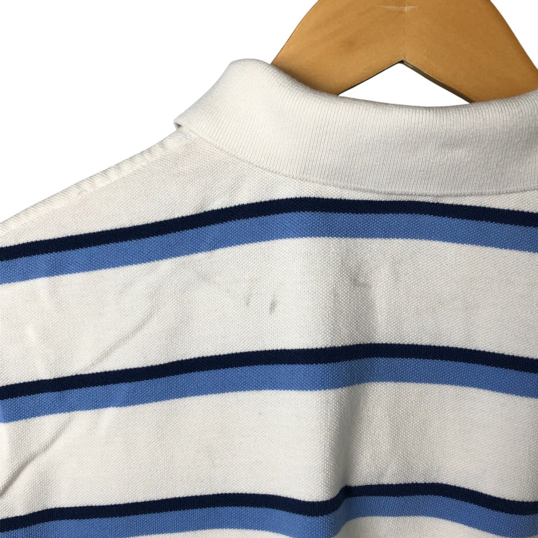 Ralph Lauren POLO by Ralph Lauren short sleeve striped polo shirt, men's XL size cotton white type Vintage Second Hand