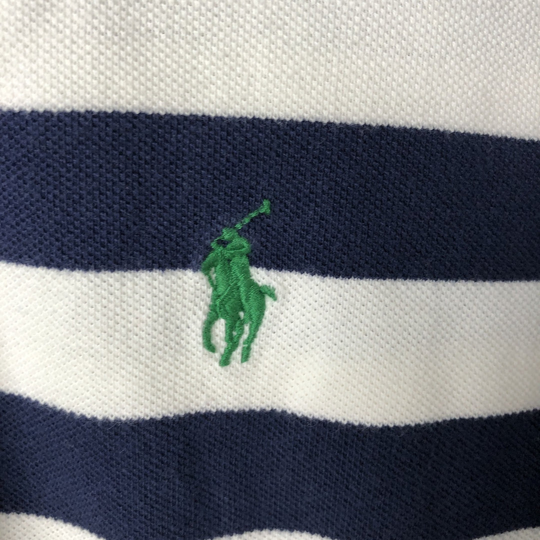 Ralph Lauren POLO by Ralph Lauren short sleeve striped polo shirt, men's XL size cotton navy blue type Vintage Second Hand