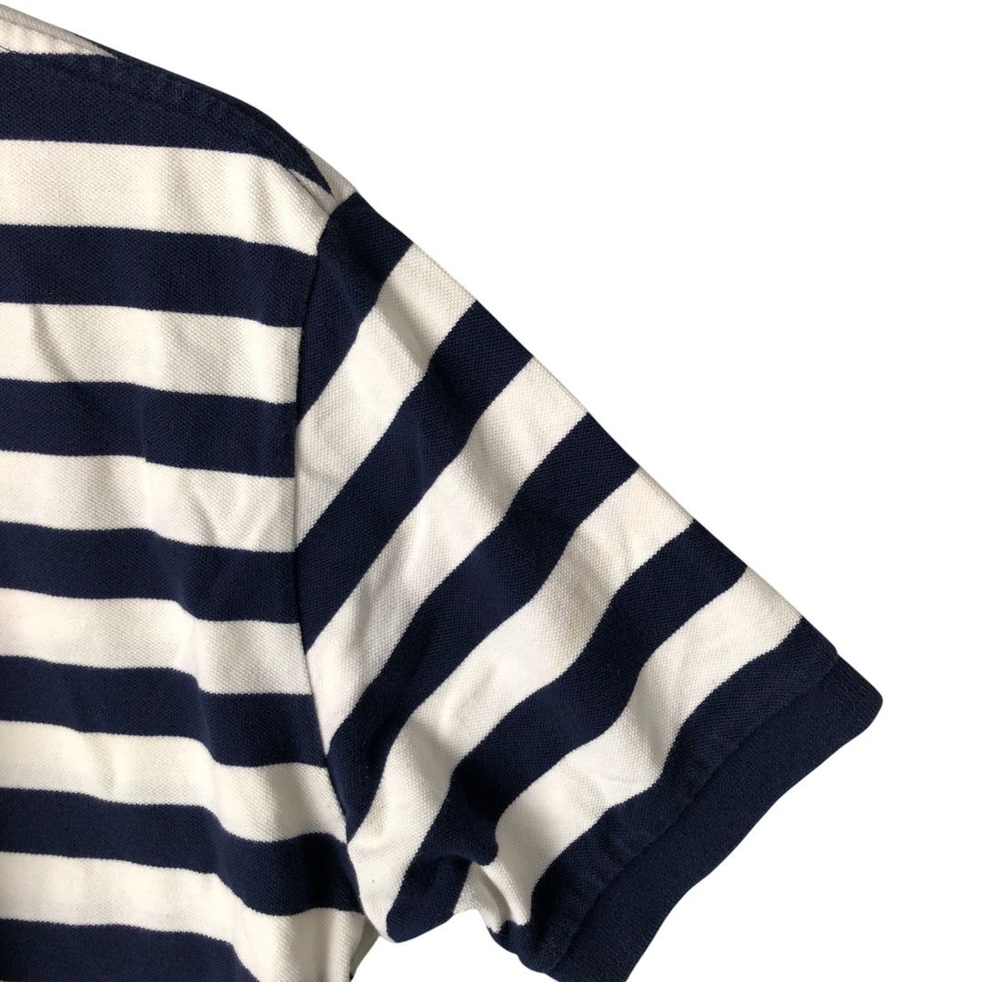 Ralph Lauren POLO by Ralph Lauren short sleeve striped polo shirt, men's XL size cotton navy blue type Vintage Second Hand
