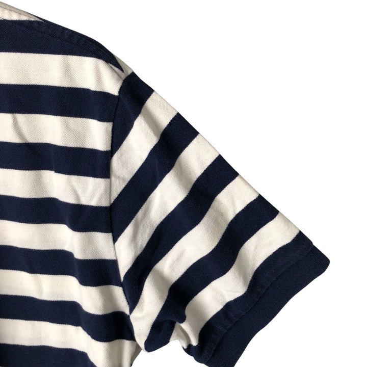 Ralph Lauren POLO by Ralph Lauren short sleeve striped polo shirt, men's XL size cotton navy blue type Vintage Second Hand
