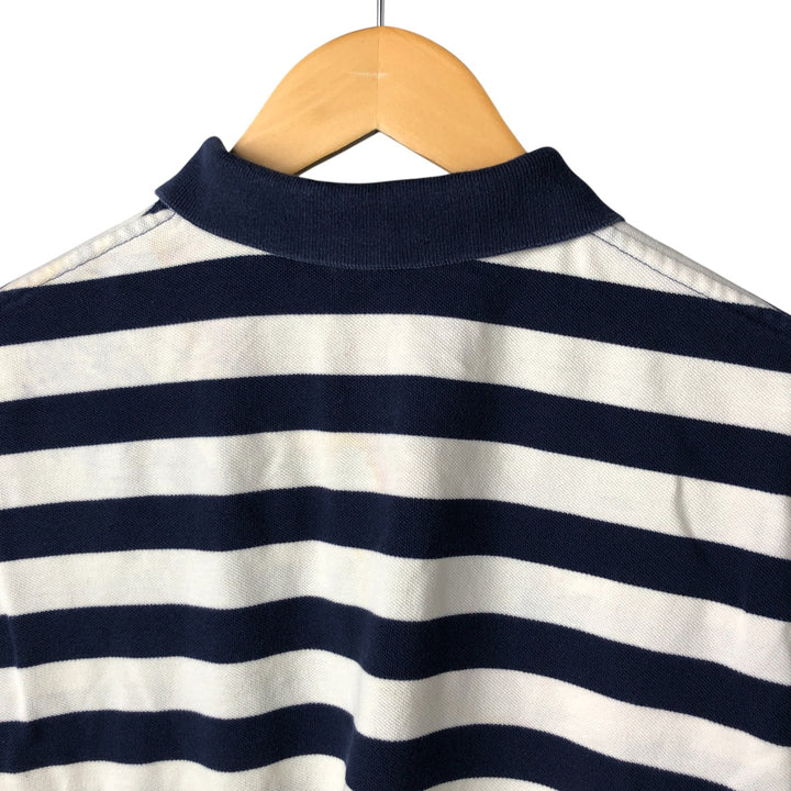 Ralph Lauren POLO by Ralph Lauren short sleeve striped polo shirt, men's XL size cotton navy blue type Vintage Second Hand