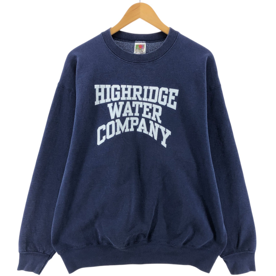 90'S Fruit of the Loom High Ridge Water Department Advertising Sweatshirt Trainer Made in USA Men's XL cotton navy blue type Vintage Second Hand