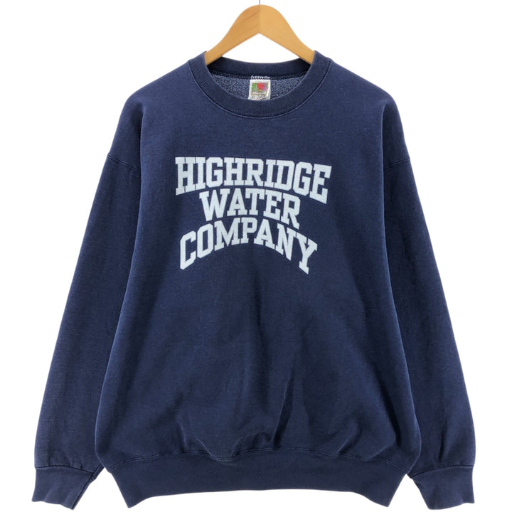 90'S Fruit of the Loom High Ridge Water Department Advertising Sweatshirt Trainer Made in USA Men's XL cotton navy blue type Vintage Second Hand