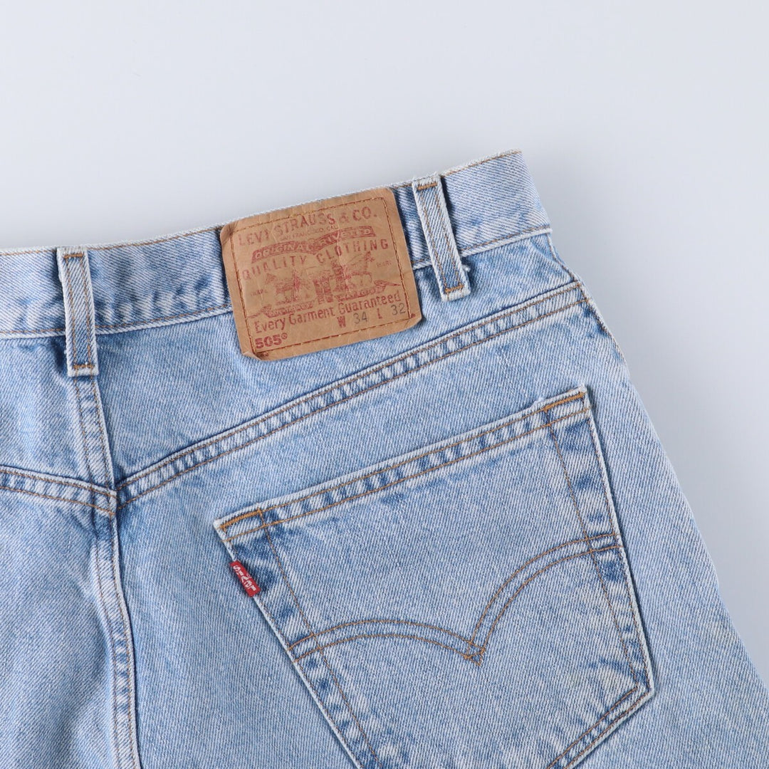 90'S Levi's 505 REGULAR FIT STRAIGHT LEG tapered denim pants for men, size W34, vintage cotton blue type Vintage Second Hand