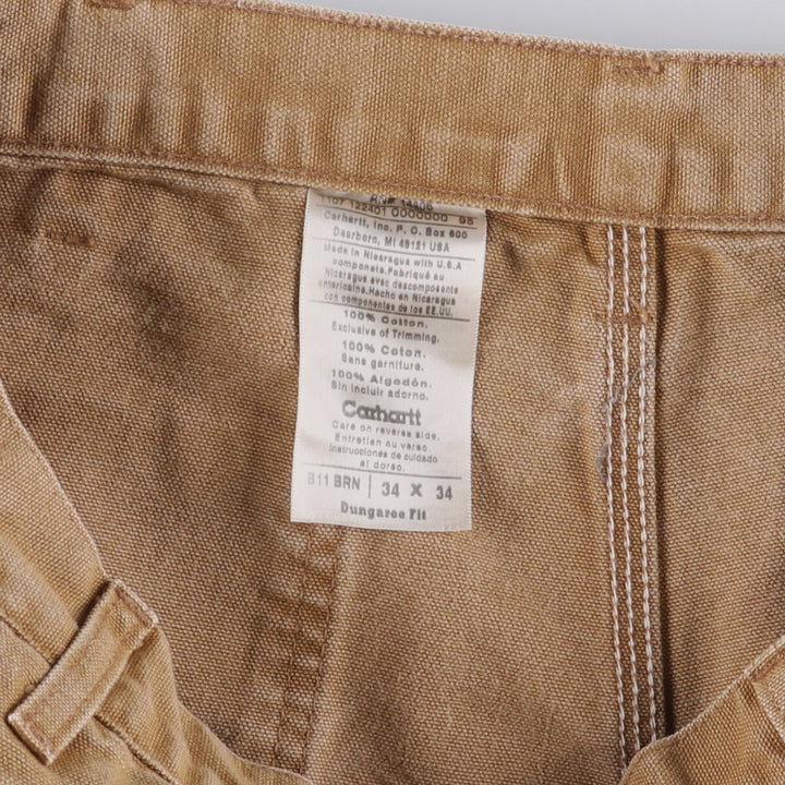 00'S Carhartt Dungaree Fit Duck Painter Pants Men's W33 equivalent cotton brown type Vintage Second Hand