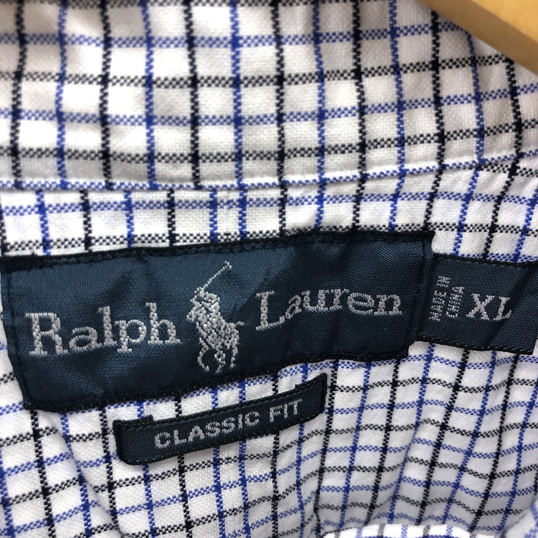 Ralph Lauren Classic Fit Long Sleeve Button Down Check Shirt Men's XL cotton white type Vintage Second Hand