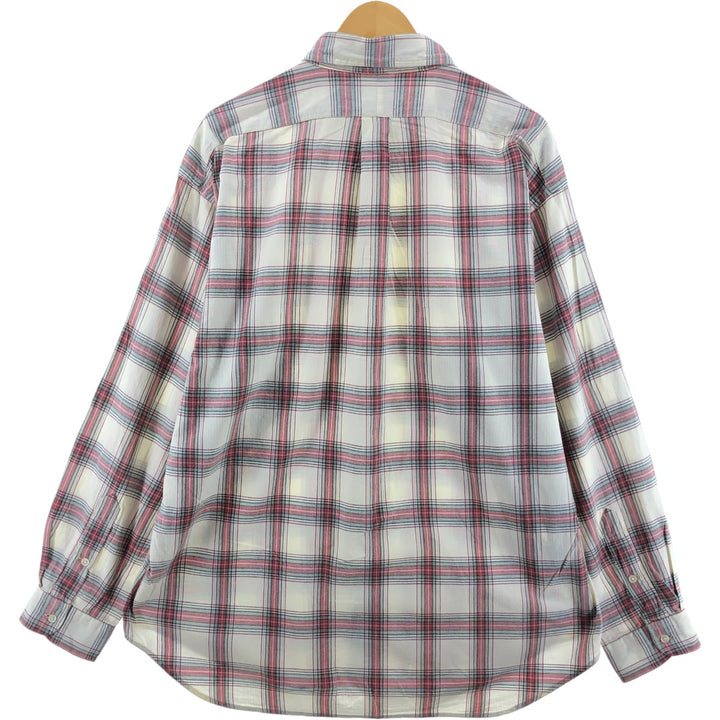Ralph Lauren BLAKE long sleeve button down check shirt, men's XL size cotton unbleached Vintage Second Hand