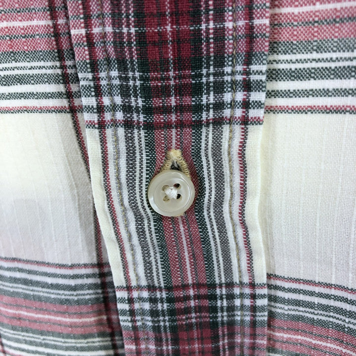Ralph Lauren BLAKE long sleeve button down check shirt, men's XL size cotton unbleached Vintage Second Hand