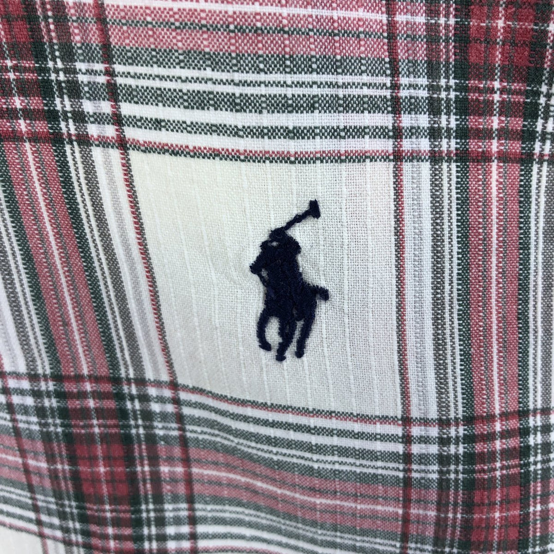 Ralph Lauren BLAKE long sleeve button down check shirt, men's XL size cotton unbleached Vintage Second Hand