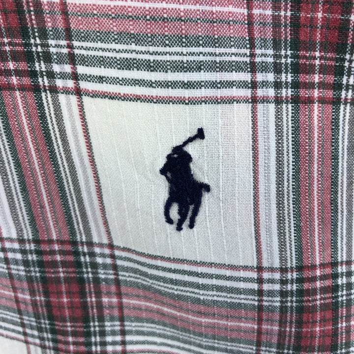 Ralph Lauren BLAKE long sleeve button down check shirt, men's XL size cotton unbleached Vintage Second Hand
