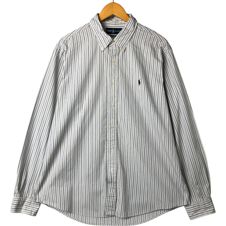 Ralph Lauren CUSTOM FIT long sleeve button down striped shirt men's XL size cotton white type Vintage Second Hand