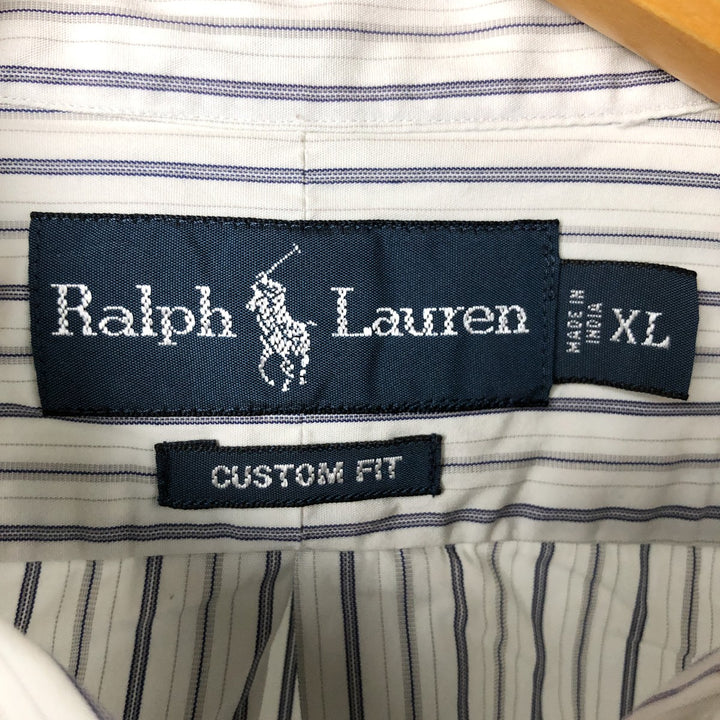 Ralph Lauren CUSTOM FIT long sleeve button down striped shirt men's XL size cotton white type Vintage Second Hand