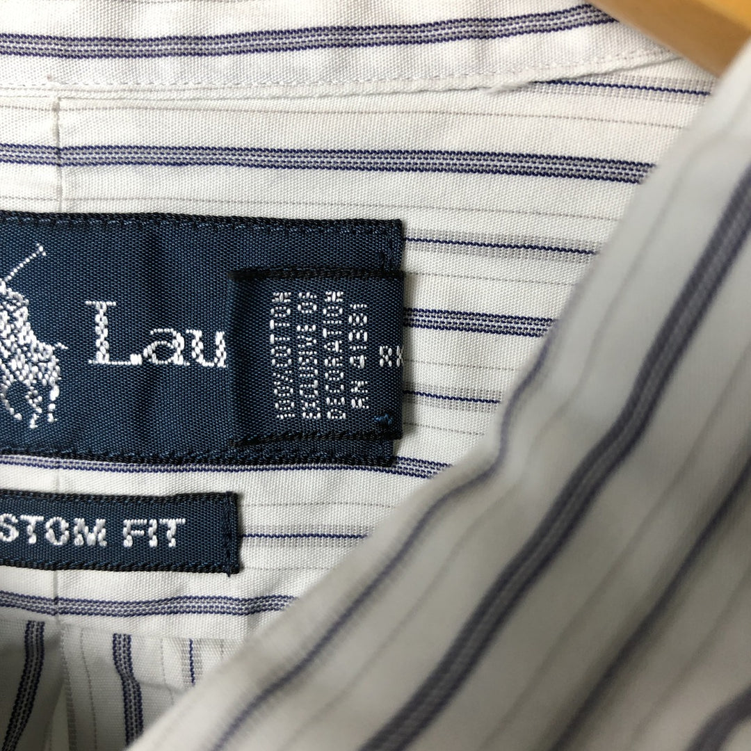 Ralph Lauren CUSTOM FIT long sleeve button down striped shirt men's XL size cotton white type Vintage Second Hand