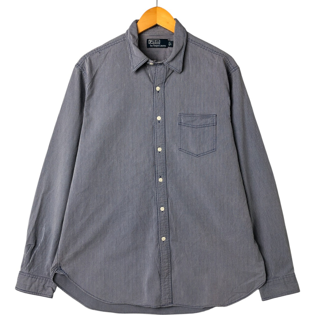 Ralph Lauren POLO by Ralph Lauren Long Sleeve Cotton Striped Shirt Men's Size L cotton blue type Vintage Second Hand