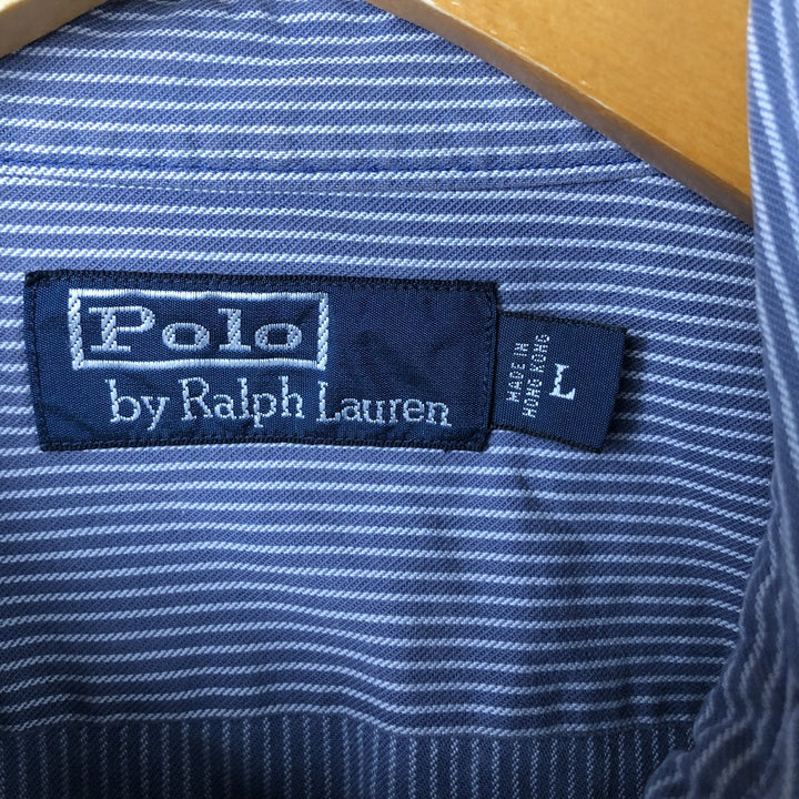 Ralph Lauren POLO by Ralph Lauren Long Sleeve Cotton Striped Shirt Men's Size L cotton blue type Vintage Second Hand