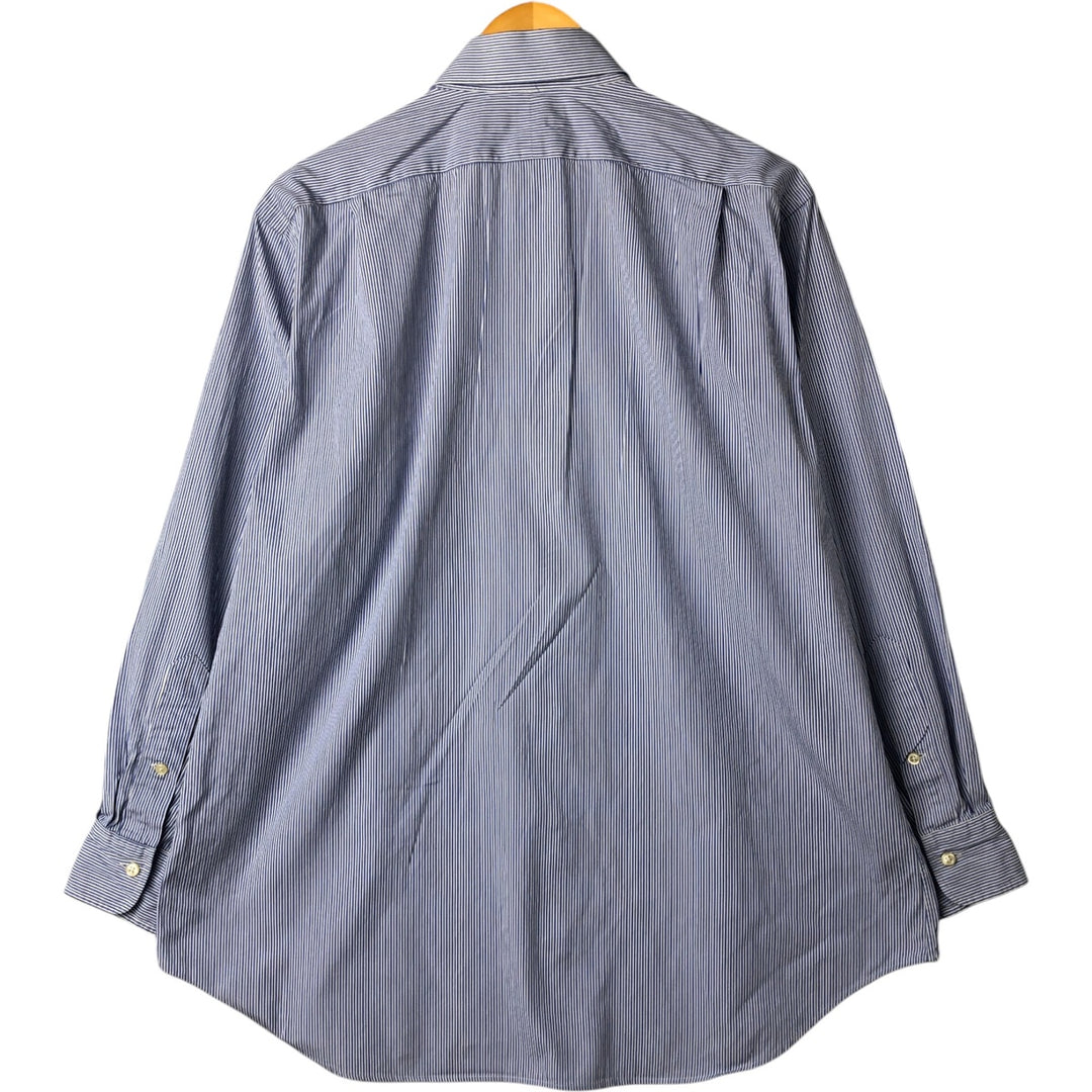 POLO by Ralph Lauren REGENT CLASSIC FIT wide collar long sleeve cotton striped shirt men's size L cotton Blue type light blue Vintage Second Hand