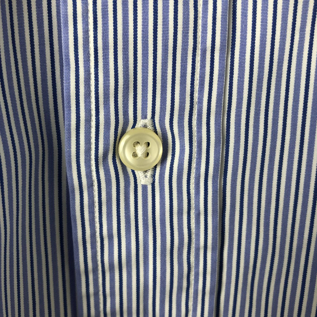 POLO by Ralph Lauren REGENT CLASSIC FIT wide collar long sleeve cotton striped shirt men's size L cotton Blue type light blue Vintage Second Hand