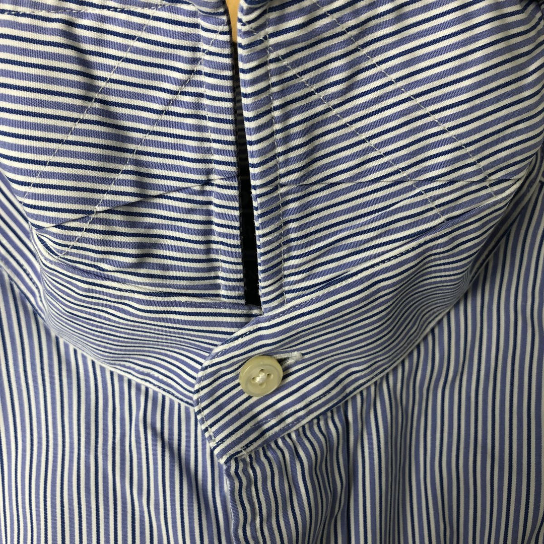 POLO by Ralph Lauren REGENT CLASSIC FIT wide collar long sleeve cotton striped shirt men's size L cotton Blue type light blue Vintage Second Hand