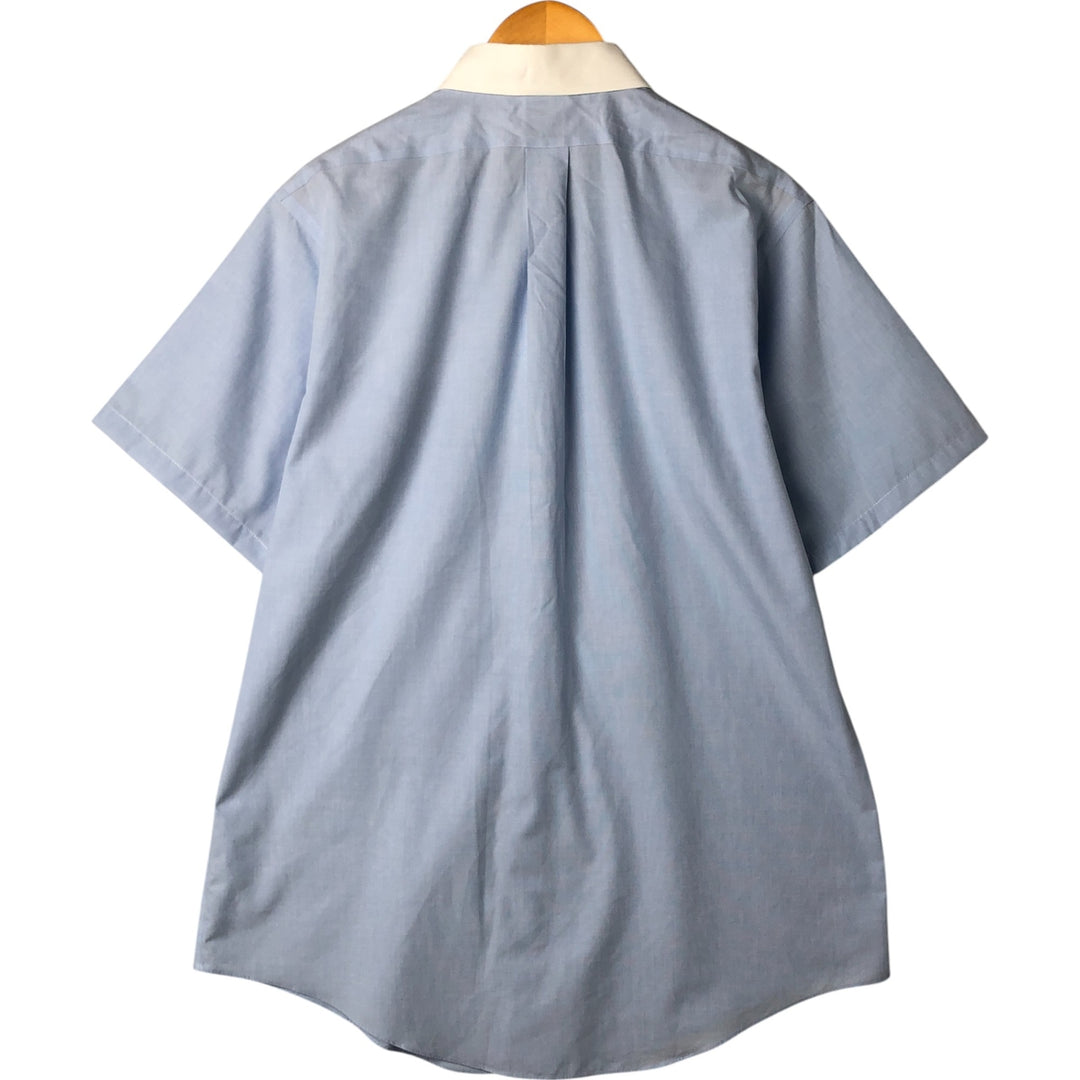 Brooks Brothers Est.1818 Wide Collar Short Sleeve Cotton Shirt Cleric Shirt Men's L Size cotton Blue type light blue Vintage Second Hand