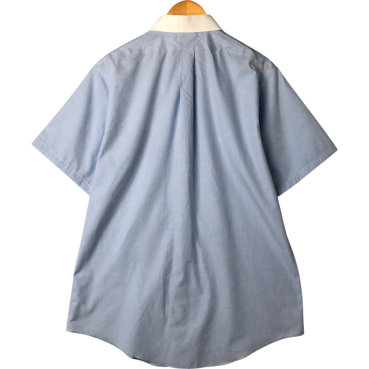 Brooks Brothers Est.1818 Wide Collar Short Sleeve Cotton Shirt Cleric Shirt Men's L Size cotton Blue type light blue Vintage Second Hand