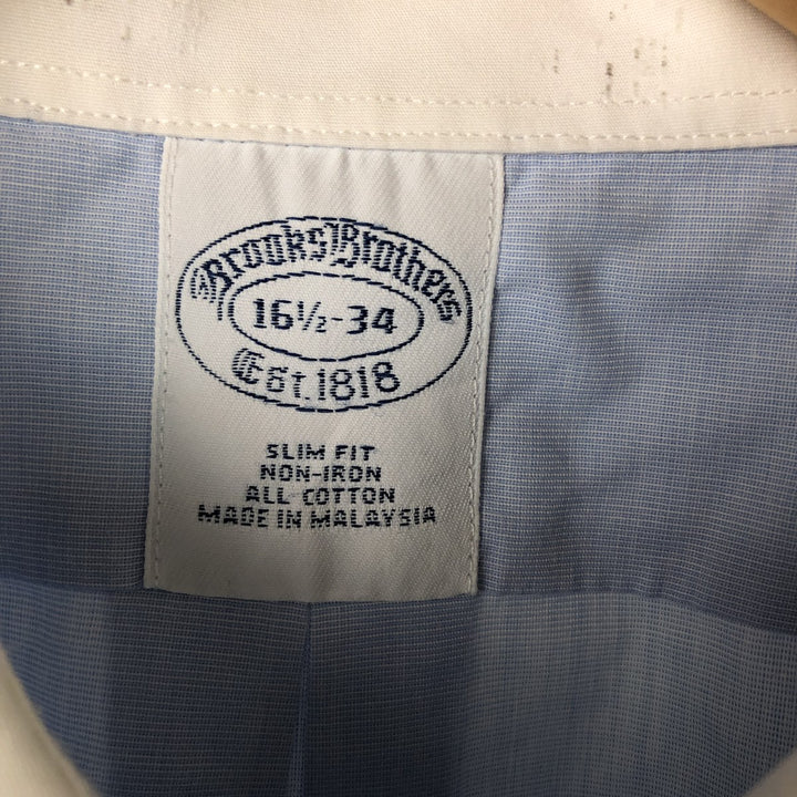 Brooks Brothers Est.1818 Wide Collar Short Sleeve Cotton Shirt Cleric Shirt Men's L Size cotton Blue type light blue Vintage Second Hand
