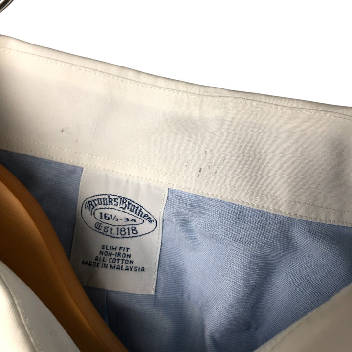 Brooks Brothers Est.1818 Wide Collar Short Sleeve Cotton Shirt Cleric Shirt Men's L Size cotton Blue type light blue Vintage Second Hand