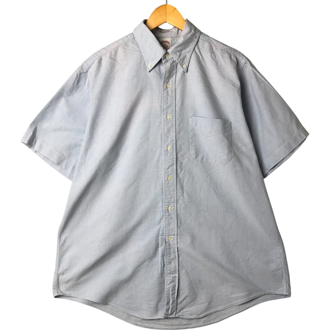 80s-90'S Brooks Brothers Est.1818 short sleeve button down shirt made in USA, men's size L cotton Blue type light blue Vintage Second Hand